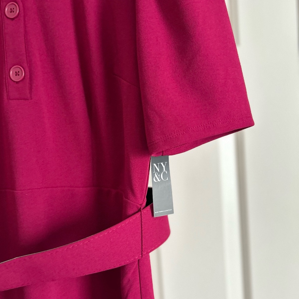 (SOLD) Elegant Burgundy Belted Dress - Picture 4 of 4